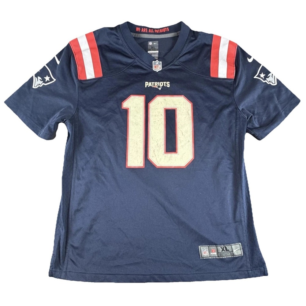 New England Patriots Jersey Boys XL Blue NFL Football Nike On Field Mac Jones 10